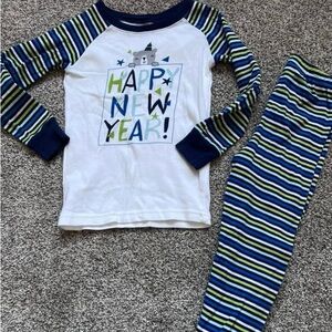 New Year Striped Blue and Green Kids Pajamas